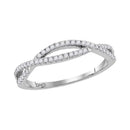 10kt White Gold Women's Round Diamond Crossover Twist Band Ring 1/5 Cttw - FREE Shipping (US/CAN)-Gold & Diamond Bands-9-JadeMoghul Inc.