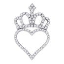 10kt White Gold Women's Round Diamond Crown Heart Pendant 1-3 Cttw - FREE Shipping (US/CAN)-Gold & Diamond Pendants & Necklaces-JadeMoghul Inc.