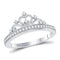 10kt White Gold Womens Round Diamond Crown Tiara Fashion Ring 1/6 Cttw-Gold & Diamond Fashion Rings-6.5-JadeMoghul Inc.
