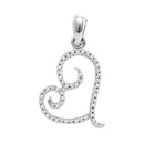 10kt White Gold Women's Round Diamond Curled Heart Pendant 1-10 Cttw - FREE Shipping (US/CAN)-Gold & Diamond Pendants & Necklaces-JadeMoghul Inc.