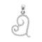 10kt White Gold Women's Round Diamond Curled Heart Pendant 1-10 Cttw - FREE Shipping (US/CAN)-Gold & Diamond Pendants & Necklaces-JadeMoghul Inc.