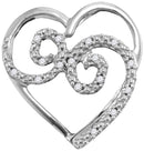 10kt White Gold Women's Round Diamond Curled Heart Pendant 1-20 Cttw - FREE Shipping (US/CAN)-Gold & Diamond Pendants & Necklaces-JadeMoghul Inc.