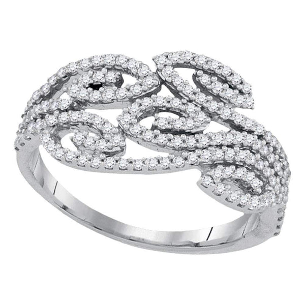 10kt White Gold Women's Round Diamond Curled Strand Band Ring 1-2 Cttw - FREE Shipping (US/CAN)-Gold & Diamond Bands-JadeMoghul Inc.