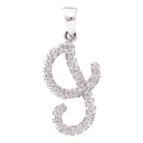 10kt White Gold Women's Round Diamond Cursive Letter J Pendant 1-6 Cttw - FREE Shipping (US/CAN)-Gold & Diamond Pendants & Necklaces-JadeMoghul Inc.