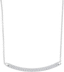 10kt White Gold Women's Round Diamond Curved Horizontal Bar Pendant Necklace 1-4 Cttw - FREE Shipping (US/CAN)-Gold & Diamond Pendants & Necklaces-JadeMoghul Inc.