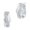 10kt White Gold Women's Round Diamond Diagonal Double Row Hoop Earrings 1-4 Cttw - FREE Shipping (USA/CAN)-Gold & Diamond Earrings-JadeMoghul Inc.