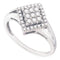 10kt White Gold Women's Round Diamond Diagonal Square Cluster Ring 1/4 Cttw - FREE Shipping (US/CAN)-Rings And Bands-5-JadeMoghul Inc.