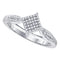 10kt White Gold Women's Round Diamond Diagonal Square Cluster Ring 1/5 Cttw - FREE Shipping (US/CAN)-Rings And Bands-5-JadeMoghul Inc.
