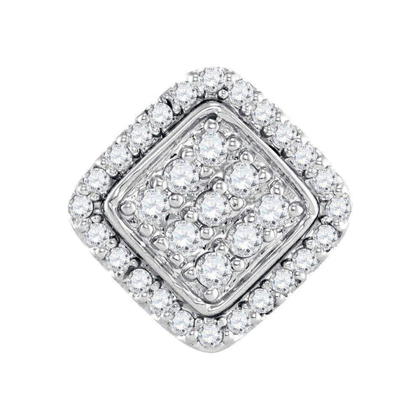 10kt White Gold Women's Round Diamond Diagonal Square Frame Cluster Pendant 1-4 Cttw - FREE Shipping (US/CAN)-Gold & Diamond Pendants & Necklaces-JadeMoghul Inc.