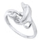 10kt White Gold Women's Round Diamond Dolphin Animal Ring .03 Cttw - FREE Shipping (US/CAN)-Gold & Diamond Rings-5.5-JadeMoghul Inc.