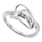 10kt White Gold Womens Round Diamond Dolphin Fish Animal Ring 1/20 Cttw - FREE Shipping (US/CAN)-Gold & Diamond Rings-5-JadeMoghul Inc.
