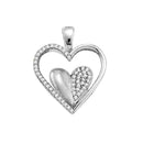 10kt White Gold Women's Round Diamond Double Cradled Heart Love Pendant 1-5 Cttw - FREE Shipping (US/CAN)-Gold & Diamond Pendants & Necklaces-JadeMoghul Inc.