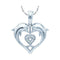 10kt White Gold Women's Round Diamond Double Dolphin Heart Love Pendant .03 Cttw - FREE Shipping (US/CAN)-Gold & Diamond Pendants & Necklaces-JadeMoghul Inc.