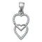 10kt White Gold Womens Round Diamond Double Hanging Heart Pendant 1-10 Cttw - FREE Shipping (US/CAN)-Gold & Diamond Pendants & Necklaces-JadeMoghul Inc.