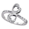 10kt White Gold Women's Round Diamond Double Heart Bypass Ring 1/20 Cttw - FREE Shipping (US/CAN)-Gold & Diamond Heart Rings-5-JadeMoghul Inc.