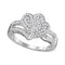10kt White Gold Women's Round Diamond Double Heart Cluster Ring 1/3 Cttw - FREE Shipping (US/CAN)-Gold & Diamond Heart Rings-5-JadeMoghul Inc.