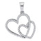 10kt White Gold Women's Round Diamond Double Heart Love Pendant 1-5 Cttw - FREE Shipping (US/CAN)-Gold & Diamond Pendants & Necklaces-JadeMoghul Inc.