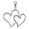 10kt White Gold Women's Round Diamond Double Heart Outline Pendant 1-6 Cttw - FREE Shipping (US/CAN)-Gold & Diamond Pendants & Necklaces-JadeMoghul Inc.
