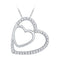 10kt White Gold Women's Round Diamond Double Heart Pendant 1-8 Cttw - FREE Shipping (US/CAN)-Gold & Diamond Pendants & Necklaces-JadeMoghul Inc.