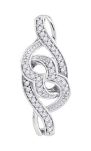 10kt White Gold Womens Round Diamond Double Heart Pendant 1-8 Cttw-Gold & Diamond Pendants & Necklaces-JadeMoghul Inc.