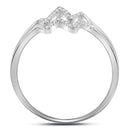 10kt White Gold Women's Round Diamond Double Heartbeat Ring 1/5 Cttw - FREE Shipping (US/CAN)-Gold & Diamond Fashion Rings-5.5-JadeMoghul Inc.