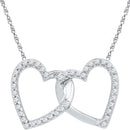 10kt White Gold Women's Round Diamond Double Linked Heart Pendant 1-6 Cttw - FREE Shipping (US/CAN)-Gold & Diamond Pendants & Necklaces-JadeMoghul Inc.