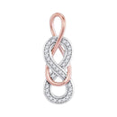 10kt White Gold Women's Round Diamond Double Linked Rose-tone Infinity Pendant 1-10 Cttw - FREE Shipping (US/CAN)-Gold & Diamond Pendants & Necklaces-JadeMoghul Inc.