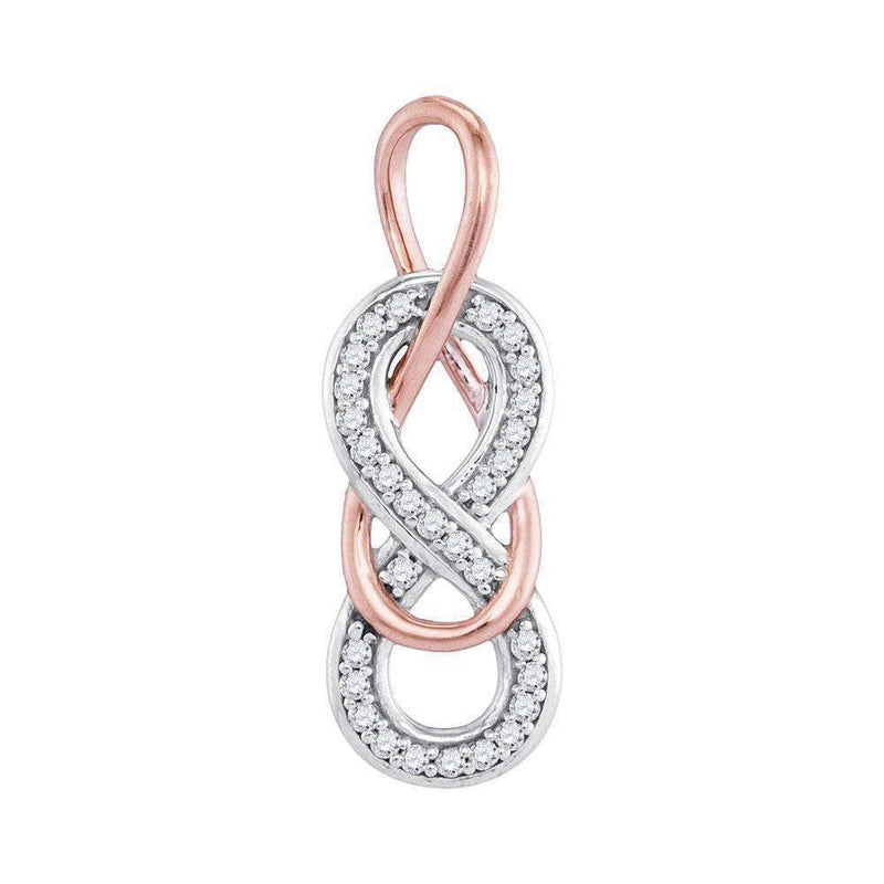 10kt White Gold Women's Round Diamond Double Linked Rose-tone Infinity Pendant 1-10 Cttw - FREE Shipping (US/CAN)-Gold & Diamond Pendants & Necklaces-JadeMoghul Inc.