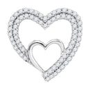 10kt White Gold Women's Round Diamond Double Nested Heart Love Pendant 1-2 Cttw - FREE Shipping (US/CAN)-Gold & Diamond Pendants & Necklaces-JadeMoghul Inc.