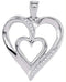 10kt White Gold Womens Round Diamond Double Nested Heart Pendant 1-20 Cttw-Gold & Diamond Pendants & Necklaces-JadeMoghul Inc.