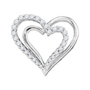 10kt White Gold Women's Round Diamond Double Nested Heart Pendant 1-4 Cttw - FREE Shipping (US/CAN)-Gold & Diamond Pendants & Necklaces-JadeMoghul Inc.