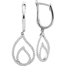 10kt White Gold Women's Round Diamond Double Nested Teardrop Dangle Earrings 1-3 Cttw - FREE Shipping (USA/CAN)-Gold & Diamond Earrings-JadeMoghul Inc.