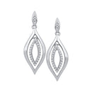 10kt White Gold Women's Round Diamond Double Oval Dangle Screwback Earrings 1-6 Cttw - FREE Shipping (USA/CAN)-Gold & Diamond Earrings-JadeMoghul Inc.