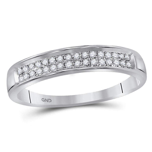 10kt White Gold Women's Round Diamond Double Row Band Ring 1-10 Cttw - FREE Shipping (US/CAN)-Gold & Diamond Bands-JadeMoghul Inc.