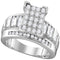 10kt White Gold Women's Round Diamond Elevated Rectangle Cluster Bridal Wedding Engagement Ring 1.00 Cttw - FREE Shipping (US/CAN) - Size 9-Wedding Jewelry-8-JadeMoghul Inc.