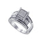 10kt White Gold Women's Round Diamond Elevated Rectangle Cluster Bridal Wedding Engagement Ring 1/3 Cttw - FREE Shipping (US/CAN)-Gold & Diamond Engagement & Anniversary Rings-6-JadeMoghul Inc.