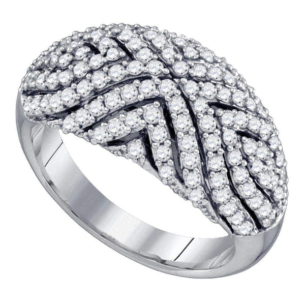 10kt White Gold Women's Round Diamond Fashion Ring 1-1/10 Cttw - FREE Shipping (US/CAN)-Gold & Diamond Bands-5-JadeMoghul Inc.