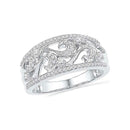 10kt White Gold Women's Round Diamond Filigree Band Ring 1/3 Cttw - FREE Shipping (US/CAN)-Gold & Diamond Bands-5-JadeMoghul Inc.