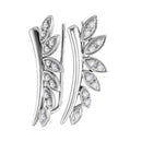 10kt White Gold Women's Round Diamond Floral Climber Earrings 1-4 Cttw - FREE Shipping (US/CAN)-Gold & Diamond Earrings-JadeMoghul Inc.