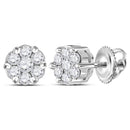 10kt White Gold Women's Round Diamond Flower Cluster Earrings 1-4 Cttw - FREE Shipping (US/CAN)-Gold & Diamond Earrings-JadeMoghul Inc.