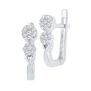 10kt White Gold Women's Round Diamond Flower Cluster Hoop Earrings 1-5 Cttw - FREE Shipping (USA/CAN)-Gold & Diamond Earrings-JadeMoghul Inc.