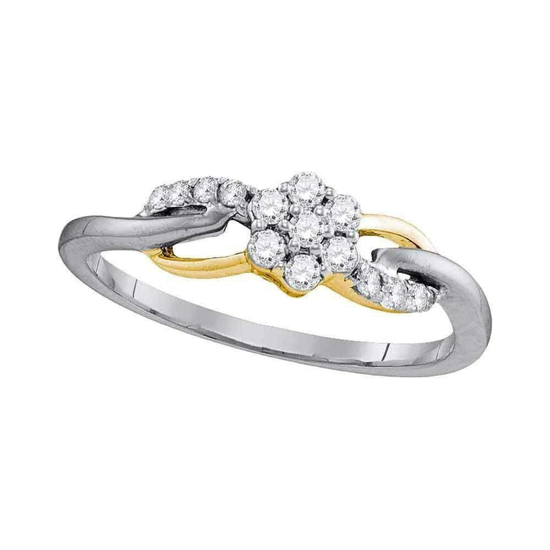 10kt White Gold Women's Round Diamond Flower Cluster Infinity Ring 1/4 Cttw - FREE Shipping (US/CAN)-Gold & Diamond Rings-5-JadeMoghul Inc.