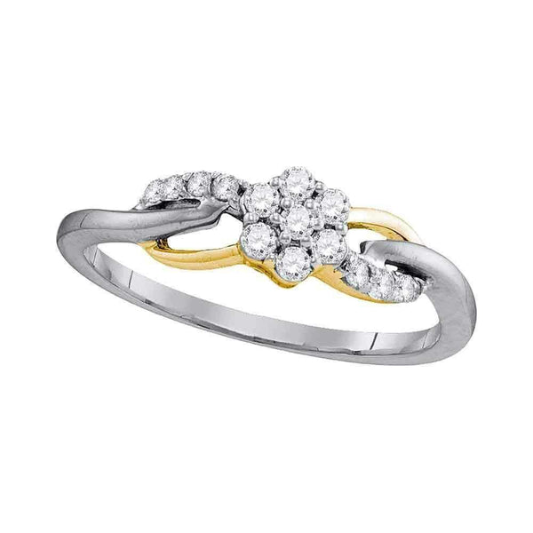 10kt White Gold Women's Round Diamond Flower Cluster Infinity Ring 1/4 Cttw - FREE Shipping (US/CAN)-Gold & Diamond Rings-5-JadeMoghul Inc.