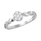 10kt White Gold Women's Round Diamond Flower Cluster Stackable Band Ring 1-4 Cttw - FREE Shipping (US/CAN)-Gold & Diamond Rings-JadeMoghul Inc.