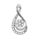 10kt White Gold Womens Round Diamond Flower Cluster Teardrop Pendant 1-10 Cttw-Gold & Diamond Pendants & Necklaces-JadeMoghul Inc.