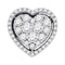 10kt White Gold Women's Round Diamond Frame Heart Cluster Pendant 1.00 Cttw - FREE Shipping (US/CAN)-Gold & Diamond Pendants & Necklaces-JadeMoghul Inc.