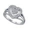 10kt White Gold Women's Round Diamond Framed Heart Cluster Ring 1/4 Cttw - FREE Shipping (US/CAN)-Gold & Diamond Heart Rings-5-JadeMoghul Inc.