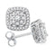 10kt White Gold Women's Round Diamond Framed Square Cluster Screwback Earrings 1-2 Cttw - FREE Shipping (USA/CAN)-Gold & Diamond Earrings-JadeMoghul Inc.