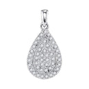 10kt White Gold Women's Round Diamond Framed Teardrop Cluster Pendant 1-4 Cttw - FREE Shipping (US/CAN)-Gold & Diamond Pendants & Necklaces-JadeMoghul Inc.