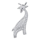 10kt White Gold Women's Round Diamond Giraffe Animal Pendant 1-10 Cttw - FREE Shipping (US/CAN)-Gold & Diamond Pendants & Necklaces-JadeMoghul Inc.